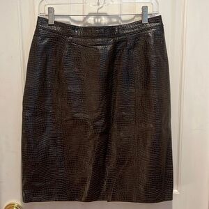 Scherrer Paris 100% brown leather skirt  made in France 🇫🇷